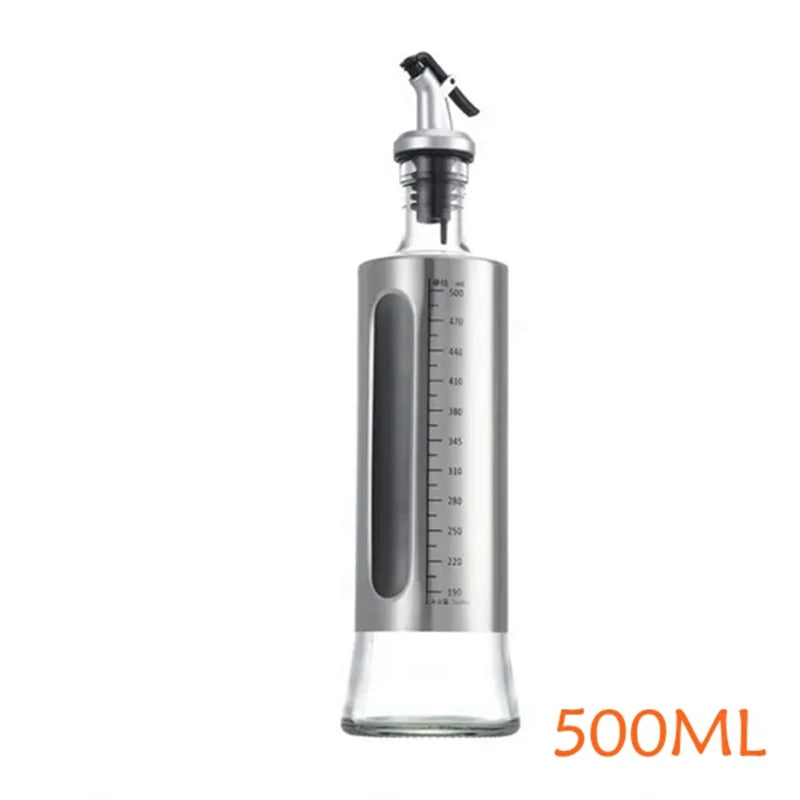 Glass Oil Bottle with Stainless Steel Dispenser - 200/300/500ml