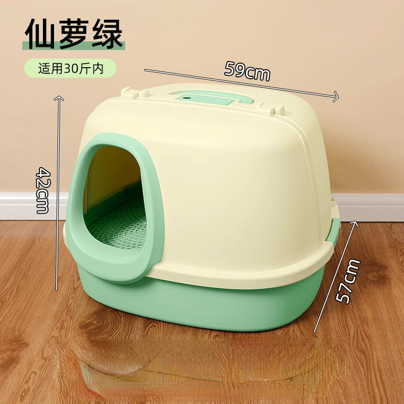 Extra-Large Enclosed Cat Litter Box with Deodorizing Cloister