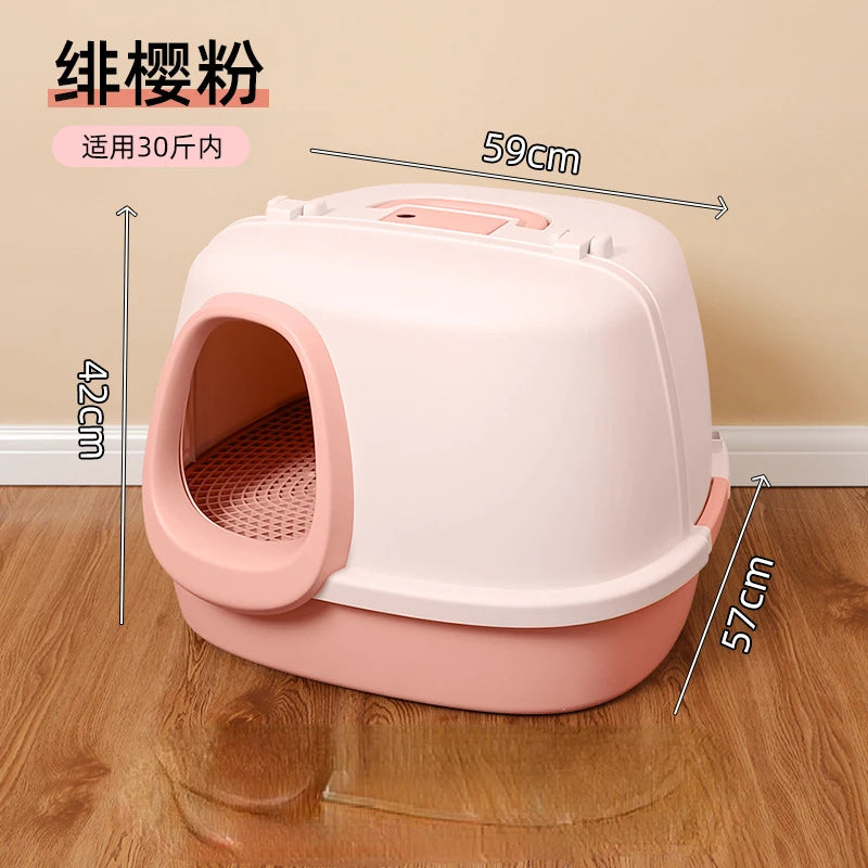 Extra-Large Enclosed Cat Litter Box with Deodorizing Cloister