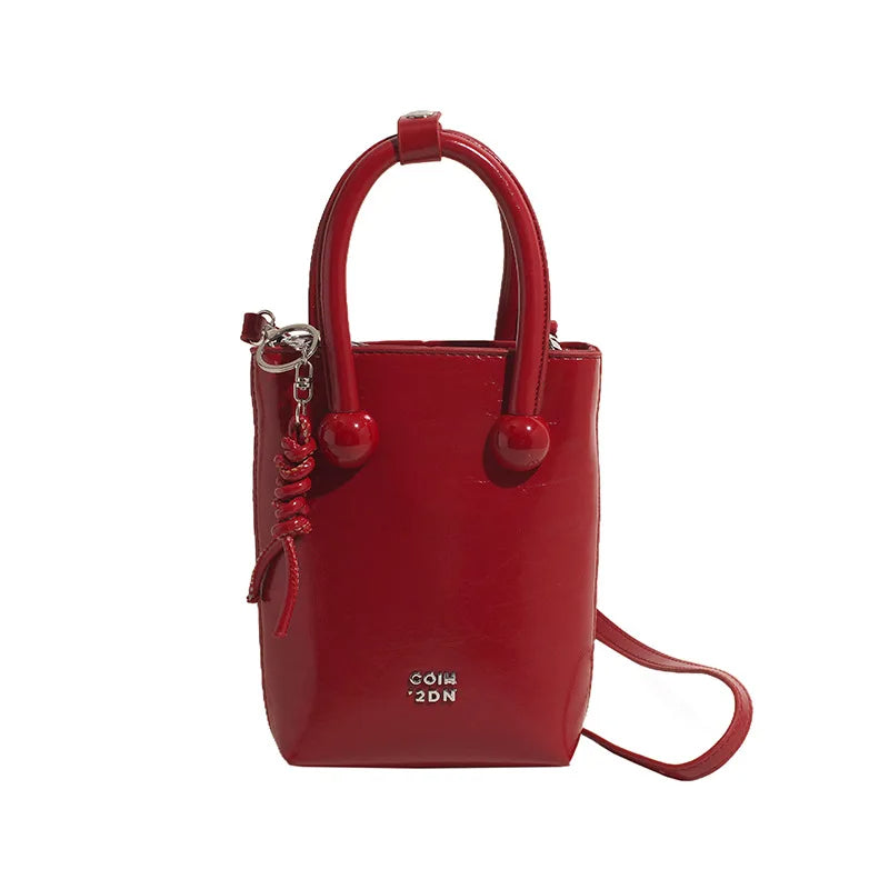 Red Mini PU Leather Crossbody Bag