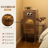 Solid Wood Robot Bedside Table with LED Light