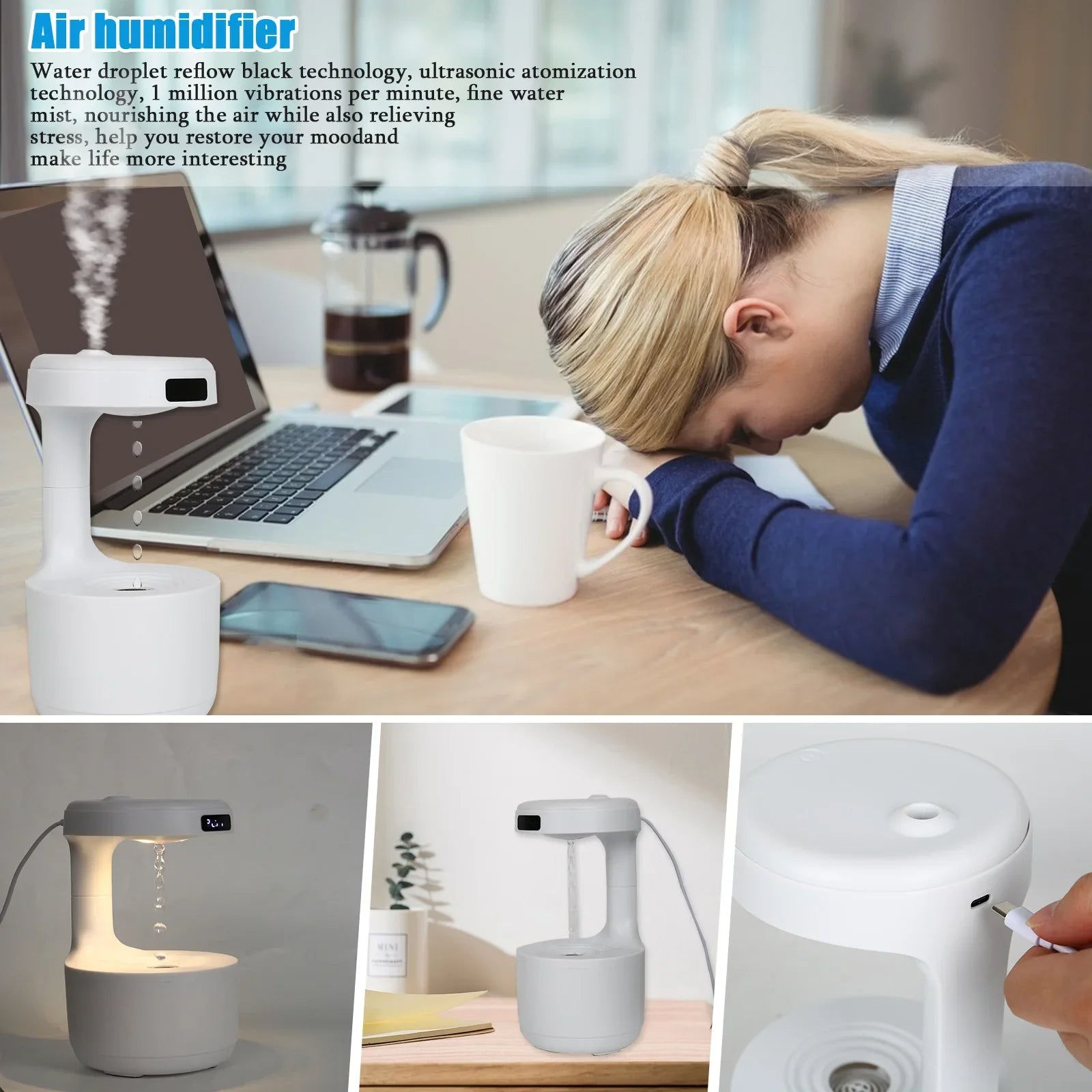 800ML Ultrasonic Anti Gravity Humidifier