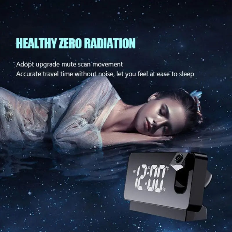 180° Projection Digital Alarm Clock with USB Charging & Dual Alarms