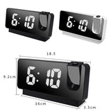 180° Projection Digital Alarm Clock with USB Charging & Dual Alarms