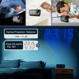 180° Projection Digital Alarm Clock with USB Charging & Dual Alarms