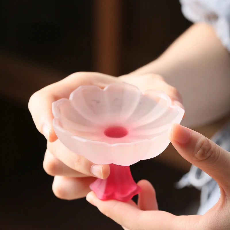 Gradient Lotus Glass Tea Goblet - 45ml