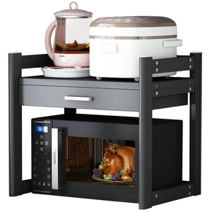 2-Tier Microwave Oven Rack with Drawer