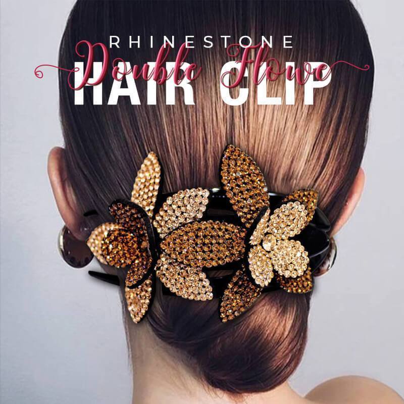 Rhinestone Double Flower Hair Clip