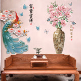 Chinese Vase 3D Stickers Wall Decorations PVC Self Adhesive