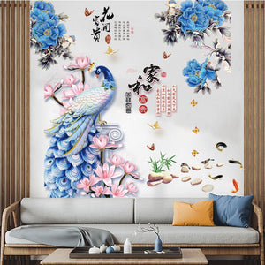 Chinese Vase 3D Stickers Wall Decorations PVC Self Adhesive