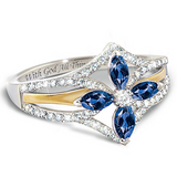 The Promise Of Faith Sapphire And White Topaz Cross Ring