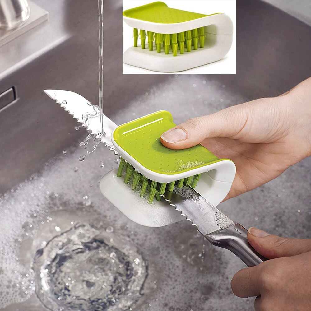 1 set of U-shaped knife and tableware cleaning brush