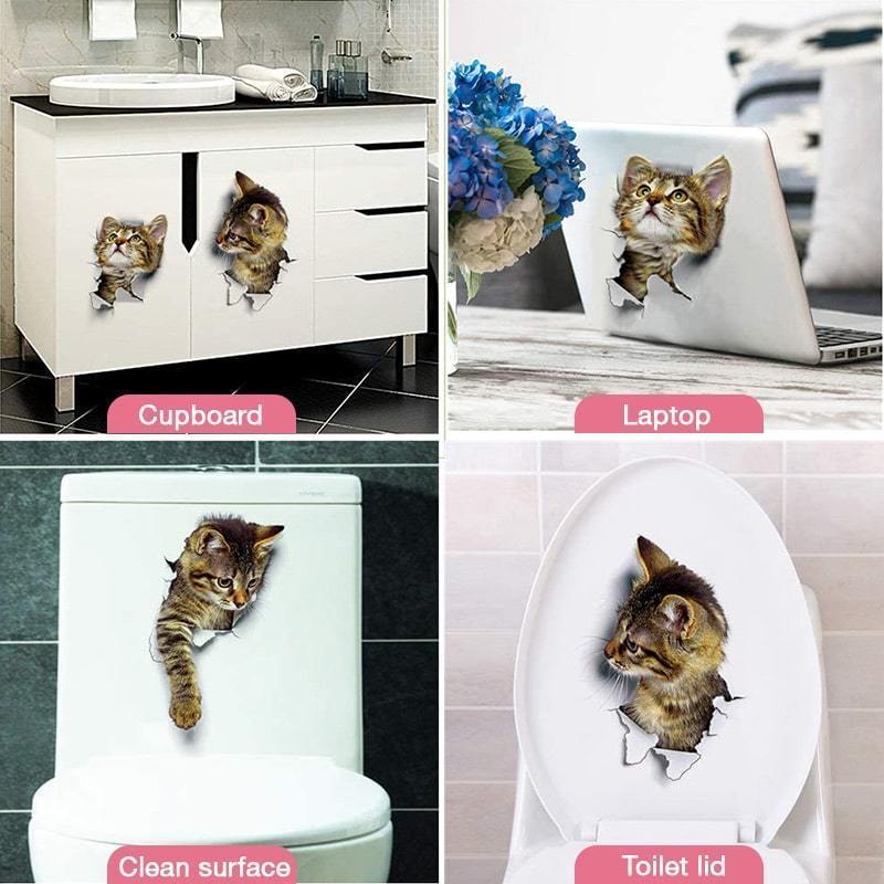 Removable 3D Cartoon Animal Cats Wall Stickers/2PCS