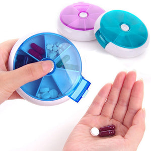 1PC Medicine Dispenser Box Weekly Rotating Pill Case