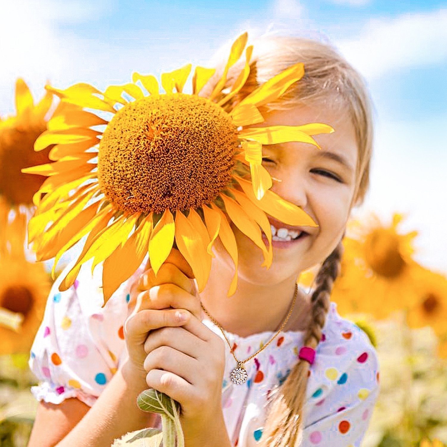 Rotatable Sunflower Necklace