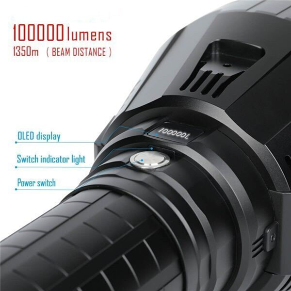 30000-100000 Lumen High Power LED Waterproof Flash Light