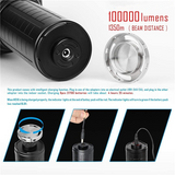 30000-100000 Lumen High Power LED Waterproof Flash Light