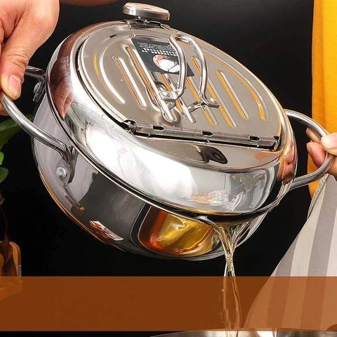 Stainless steel deep frying pot