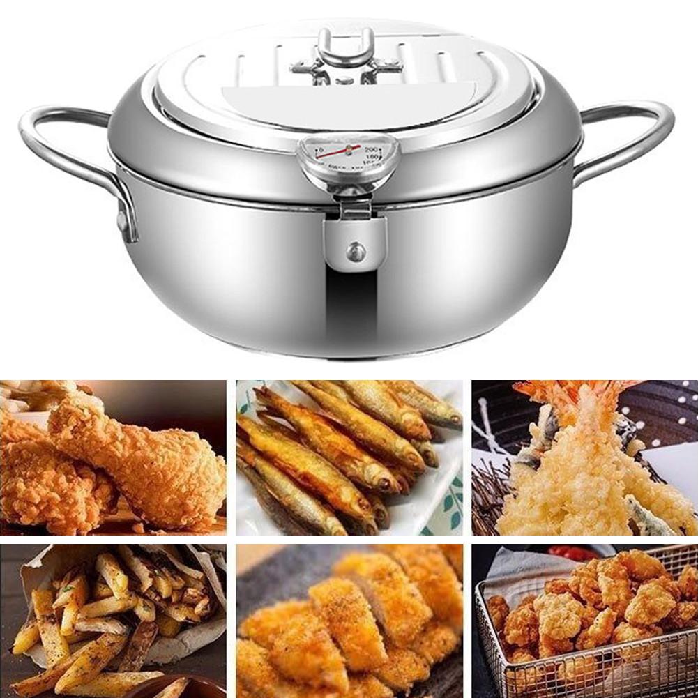 Stainless steel deep frying pot