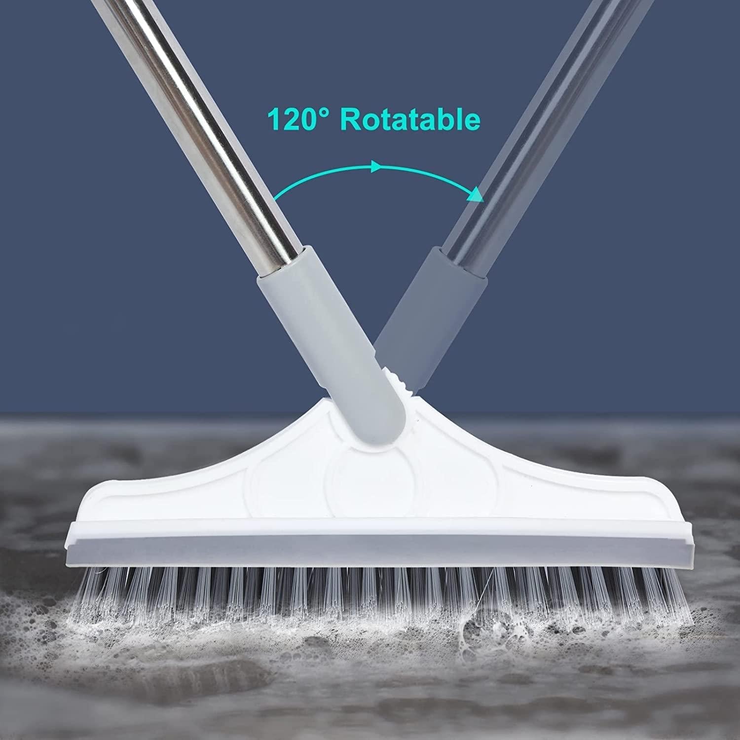 2 In 1 Long Handle Wiper Stiff Bristle Floor Brush