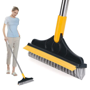 2 In 1 Long Handle Wiper Stiff Bristle Floor Brush