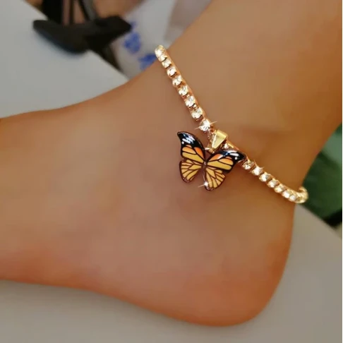 BUTTERFY RHINESTONE ANKLET