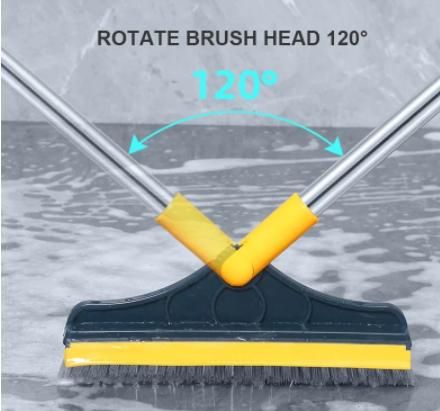 2 In 1 Long Handle Wiper Stiff Bristle Floor Brush