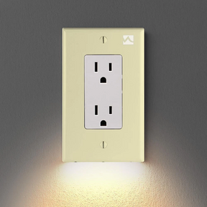 Outlet Wall Plate With LED Night Lights - no Batteries or Wires