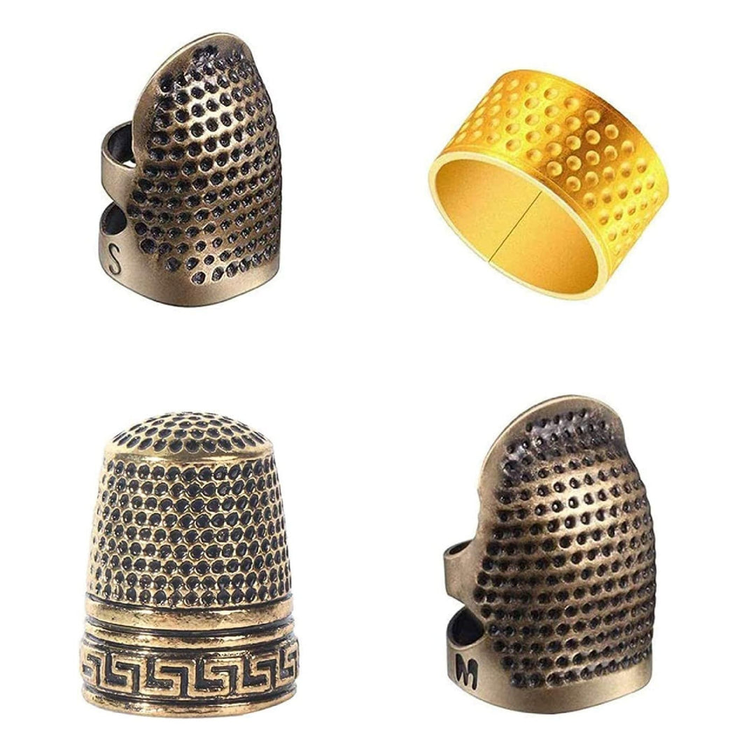 4 Piece Sewing Thimble | Copper & Metal Sewing Thimble Finger Protector | Adjustable Finger Protection Ring