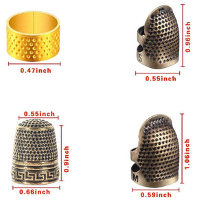 4 Piece Sewing Thimble | Copper & Metal Sewing Thimble Finger Protector | Adjustable Finger Protection Ring