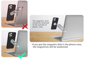 Dual Monitor Magnetic Side-Mount Clip -  Laptop Side Bracket & Adjustable Phone Holder