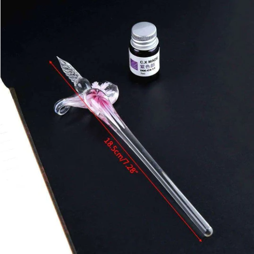 Glass Calligraphy Pen Set with Ink and Pen Rest