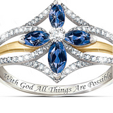 The Promise Of Faith Sapphire And White Topaz Cross Ring