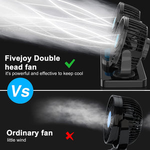 360° Rotatable Car Fan - 12V DC Electric Dual Head 2-Speed