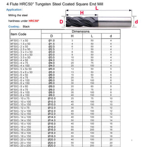 MZG HRC50 Alloy Carbide 4-Flute Milling Cutters