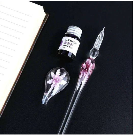 Glass Calligraphy Pen Set with Ink and Pen Rest