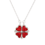 Four 4 Leaf Clover Heart Necklace Sterling Silver with Optional Rose Gift Box