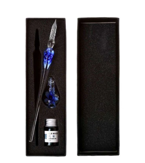 Glass Calligraphy Pen Set with Ink and Pen Rest