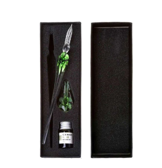 Glass Calligraphy Pen Set with Ink and Pen Rest