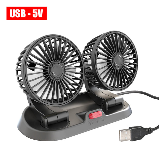 Car Fan Dual Head 2 Speeds Air Fan