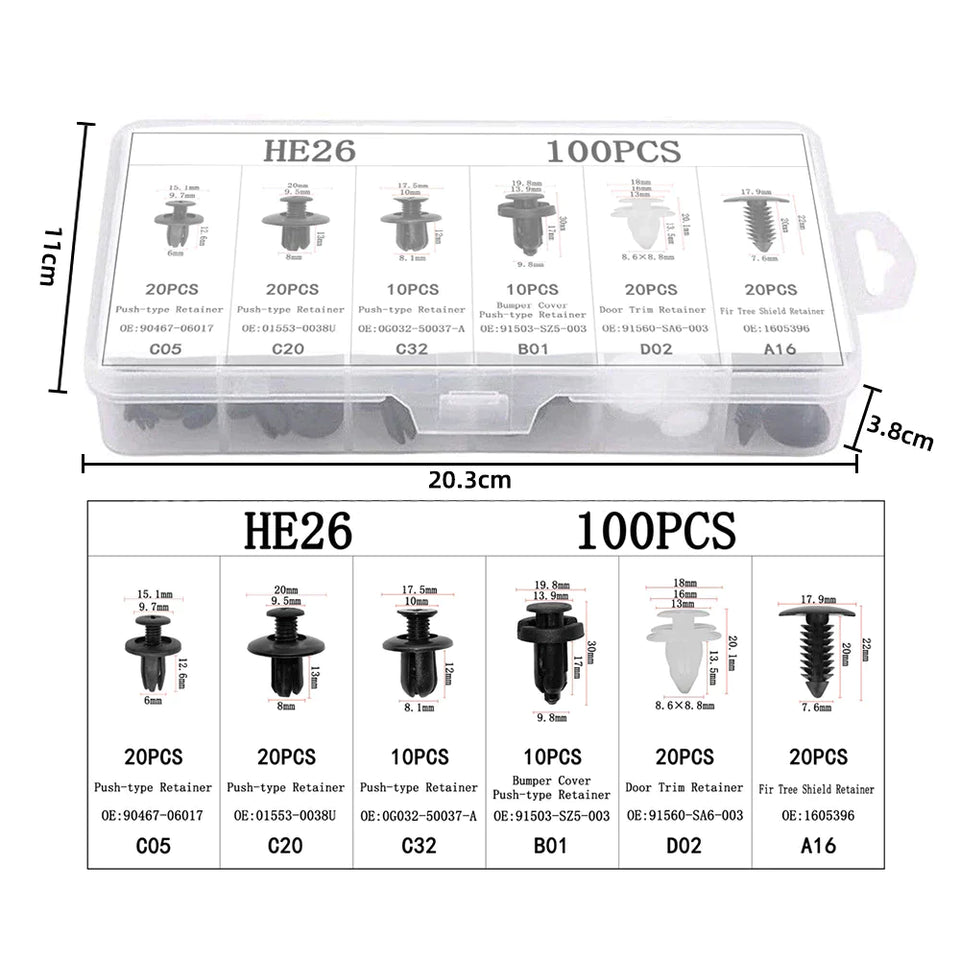 Car Plastic Fastener Clips Set