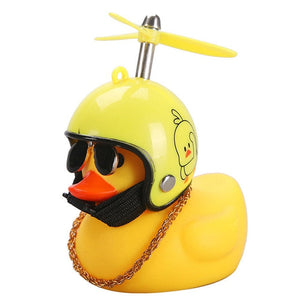 【LV062】Car Cute Little Yellow Duck With Helmet Propeller Wind-breaking Wave-breaking Duck