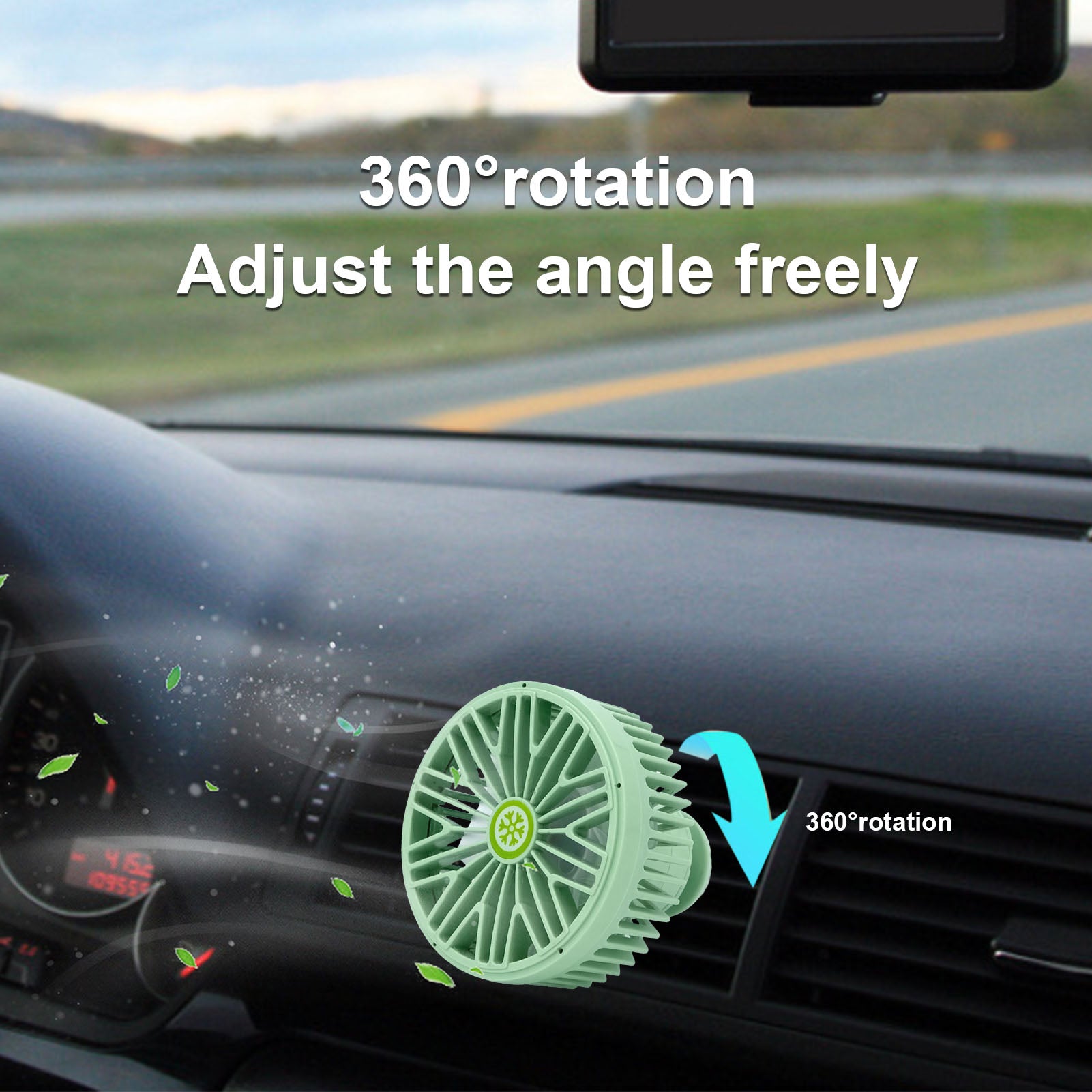 360° Rotating Car Cooling Fan with USB Amplifier