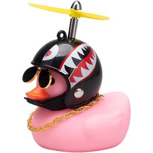 【LV062】Car Cute Little Yellow Duck With Helmet Propeller Wind-breaking Wave-breaking Duck