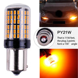 Error-Free LED Turn Signal Lamp BAU15S Canbus 144SMD Amber Blinker