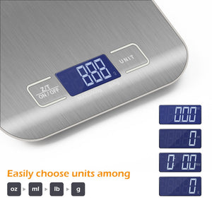 Stainless Steel Kitchen Scales - LCD Electronic 10/5/3Kg