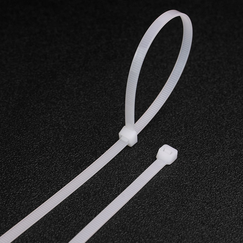 100pcs Self-locking Nylon Cable Ties - White