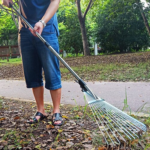 Adjustable 15-Teeth Steel Wire Garden Rake