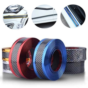 【LV048】Car Stickers Anti Scratch Door Sill Protector Rubber Strip Carbon Fiber