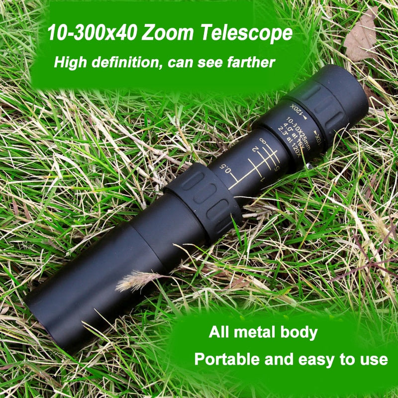 10-300x40 HD Monocular Telescope with Phone Adapter